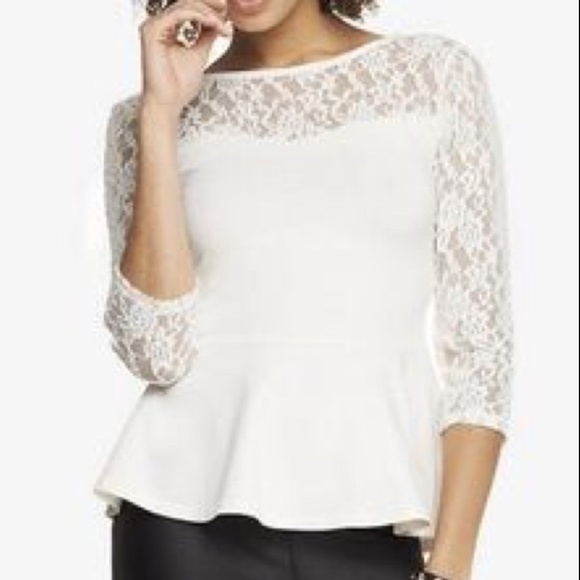 Express Tops - 4 for $25 Express Peplum White Lace Knit Top Tee